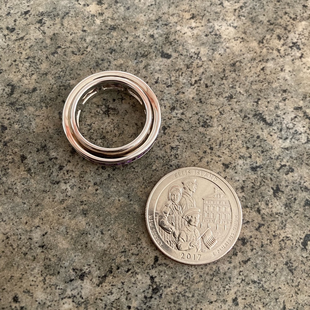 💍 925 Amethyst Spinner Eternity Fidget Ring Sterling Silver, Size 6.75/7, EUC - Picture 5 of 8
